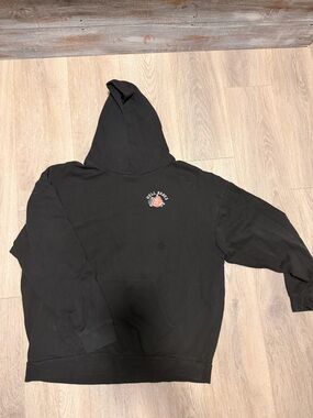 Black Graphic Hoodie with Rose Emblem